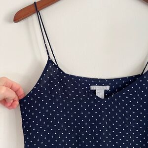 H&M Navy & White Polka Dot Sleeveless Blouse | Size 6